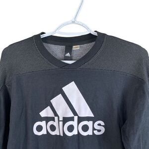 Adidas Long Sleeve Graphic‎ Shirt Sweatshirt Mens M Black Cotton Crew Neck